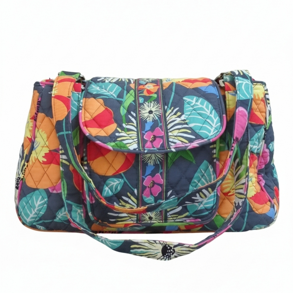 Vera Bradley Jazzy Blooms Edie Three Compartment Satchel Bag